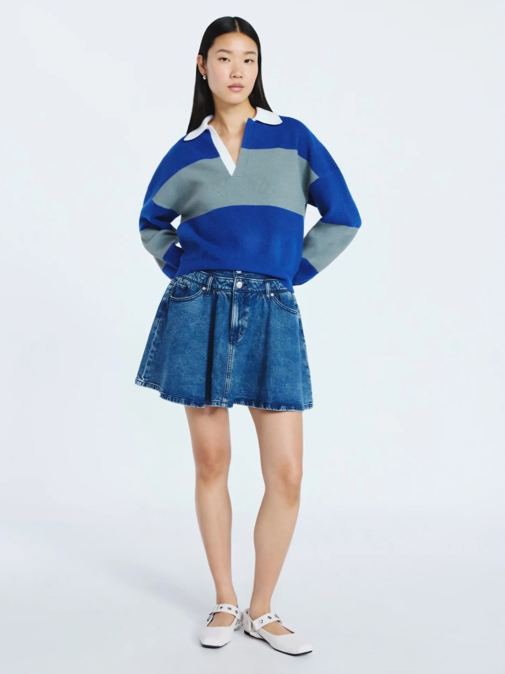 Scoop Denim Mini Skirt Size 12 NWT Double Waistband Acid Wash A-Line Skater